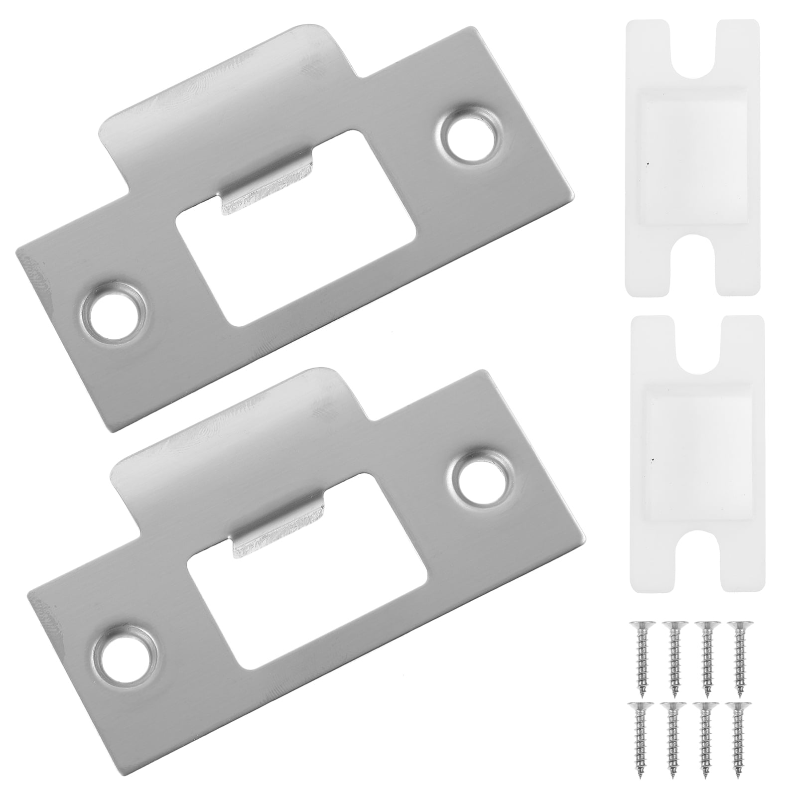 2 Sets Door Covers Door Plates Latch Strike Plates Stainless Steel Repair Kit Door Striker