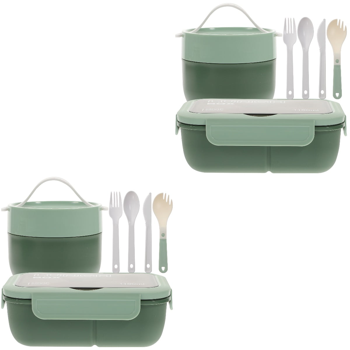 2 Sets Double Layer Lunch Box Adult Lunchbox Bento Snack Boxes for Adults Accessories