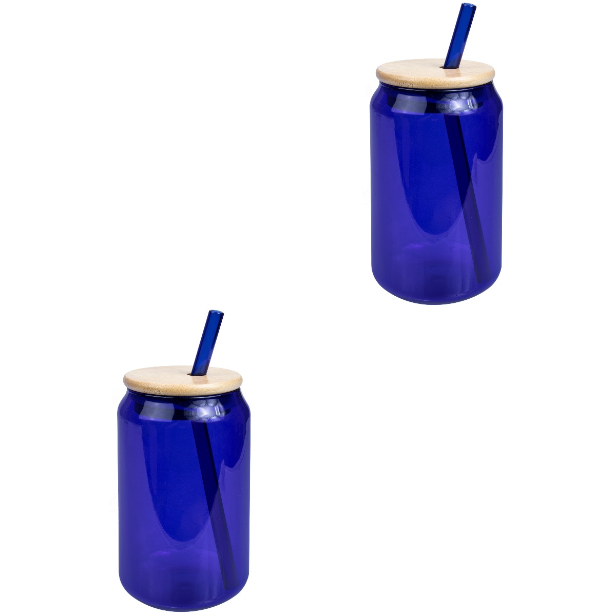 2 Sets Drinking Glass Cup with Bamboo Lid Glass Straw Beer Can Glass