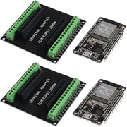 2 Sets ESP-WROOM-32 ESP32 ESP-32S Development Board CP2102 WiFi Bluetooth Ultra-Low Power Dual Core ESP32-DevKitC-32 ESP-WROOM-32 with ESP32 Breakout Board Shield GPIO 1 into 2 for Arduino