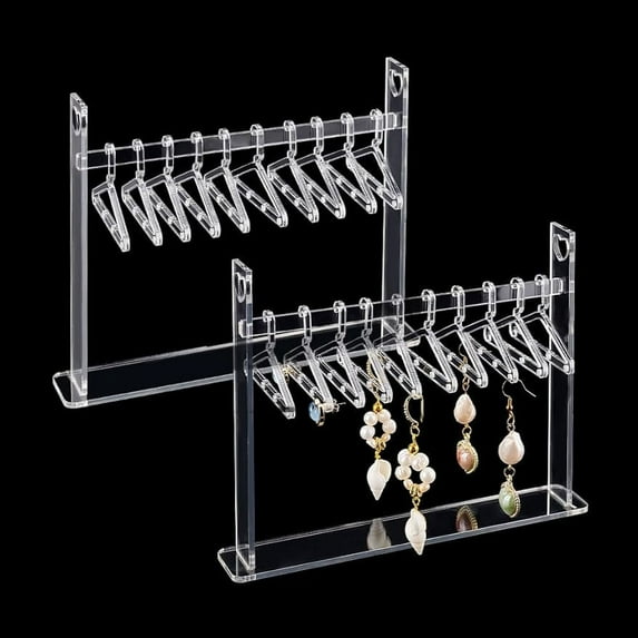 2 Sets Earring Hanger Stands 80 Holes Acrylic Earring Holder Rack with Mini Hangers Earring Display Stand Earring Closet Ear Studs Display Rack Organizer for Retail Personal Exhibition