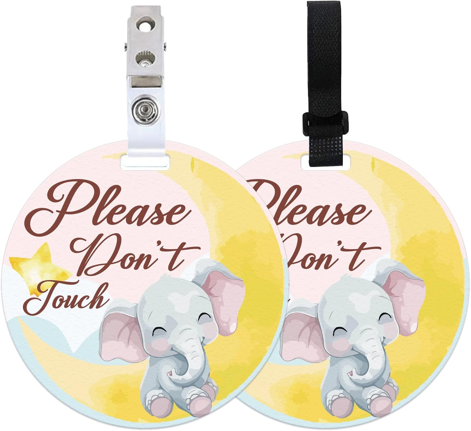 PLIGREAT 2 Sets "Please Don't Touch" Baby Sign - Watercolor Flower Butterfly Hanging Tag For Stroller & Car Seat - View #8