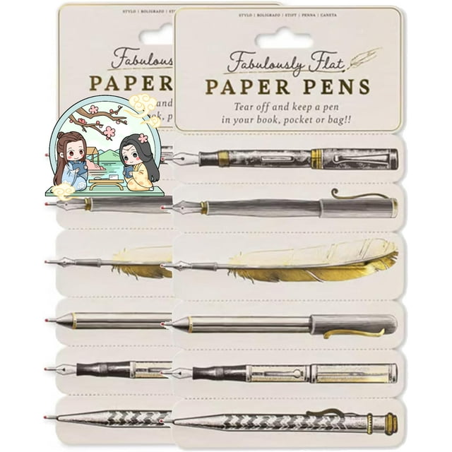 2 Sets Fabulously Flat Paper Pens, Flat Paper Bookmark Pens, Multi-Purpose Fabulously Flat Paper Pens for Writing and Marking Pages, Practical Black Ink Double-Sided Ultra-Thin Paper Pen (2pcs)