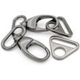 thumbnail image 1 of 2 Sets Fat Swivel Snap Hook with Triangle Rings Push Gate Lobster Claw Clasp for Purse Bags Sewing Accessories (1 1/2 Inches, Gunmetal), 1 of 6