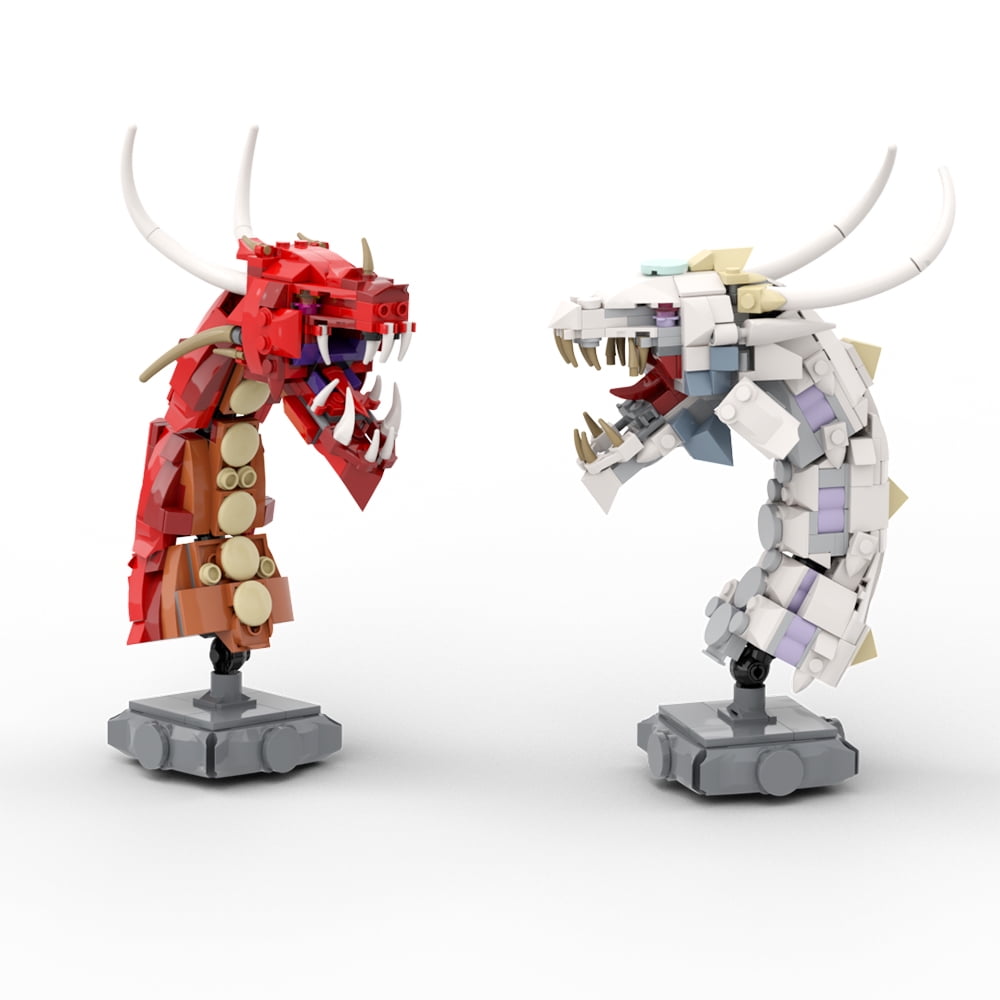 2 Sets Fire and Ice Dragon Model Building Block Set Gift for Fans Kids