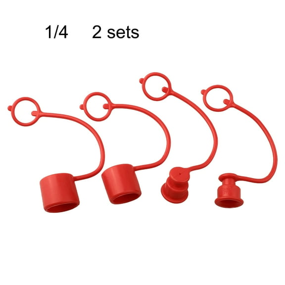 2 Sets Flat Face Quick Connectors For Hydraulic Coupler For Hydraulic Quick Connector Rubber Dust Cap 1/2in 1/4in 3/8in 3/4in