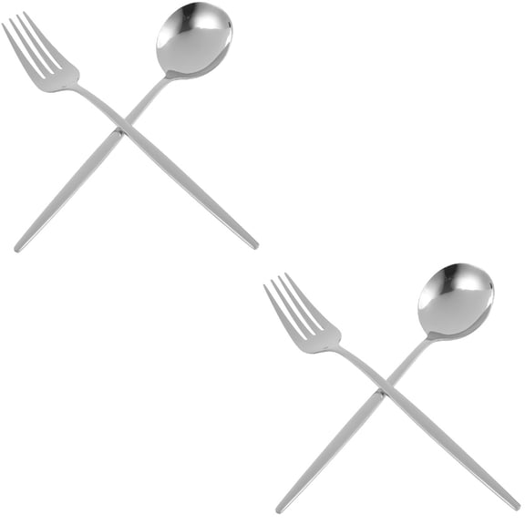 2 Sets Flatware Silverware Dinner Fork Spoon Accessories Steak