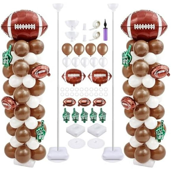 2 Sets Football Balloon Column Stand Kit Include 12 Foil  Latex Balloons Football Shaped 6.5 ft Adjustable Stands Kit for Sport Theme Touch Down Birthday Decorations$$Electronics Accessories