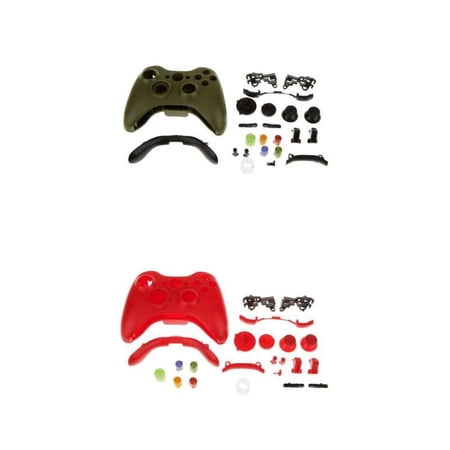 2 Sets Full Housing Shell Case + Buttons Repair Parts for Xbox 360 Wireless Controller
