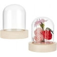 thumbnail image 1 of 2 Sets Glass Display Dome 2.42" in Diameter Round Glass Display Dome Glass Cloche Dome Clear Glass Display Dome Cover with Wood Base, 1 of 8