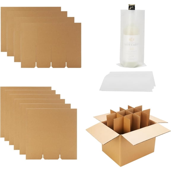 2 Sets Glass Divider Kits for Moving Boxes,Glassware Dish Packing Boxes with 24 Foam Pouches for Glasses Wine Glass Packing Boxes for Moving Fits in 16x12x12 Inch Box (Box Not Included)