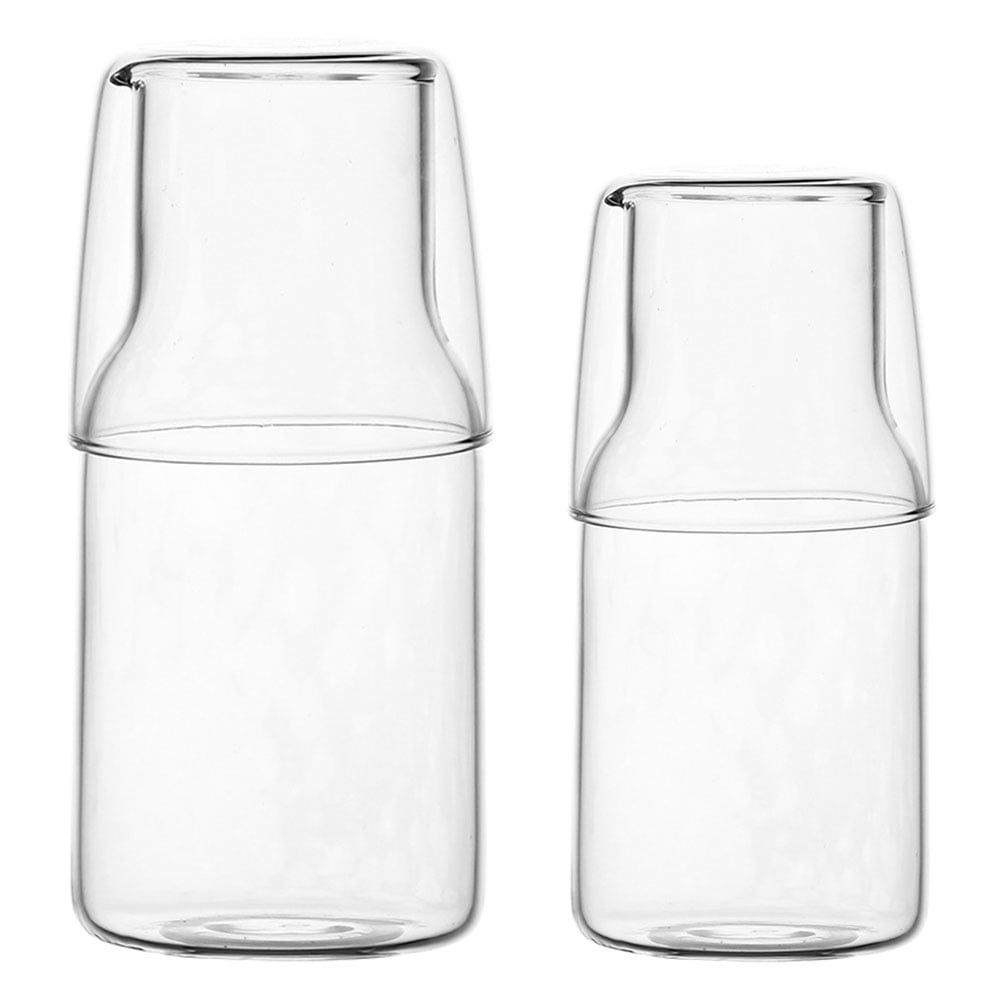 2 Sets Glass Water Pitcher Cup Desktop Glass Carafe Water Bottle Jug Pitcher with Lid 1 Gallon