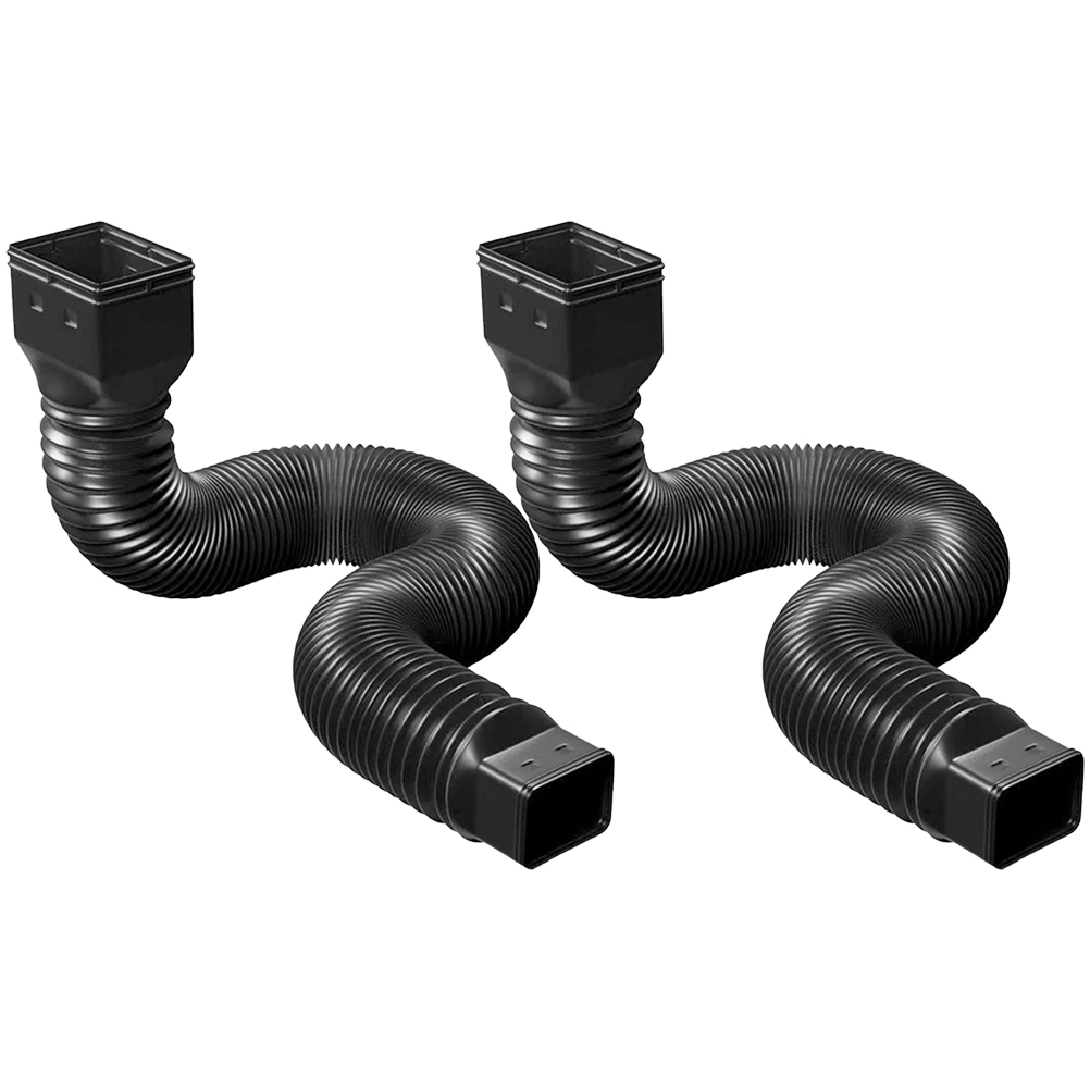 2 Sets Gutter Downspout Extender Drain Hose Outdoor Trash Downpipe Retractable Kit Black
