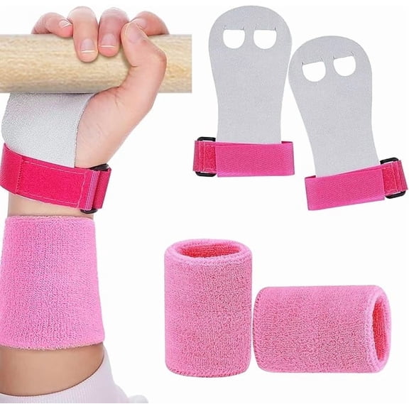 hautllaif 2 Sets Gymnastics Hand Grips, Non-Slip Palm Protection with Wrist Support, Size L, for Kids Youth Training