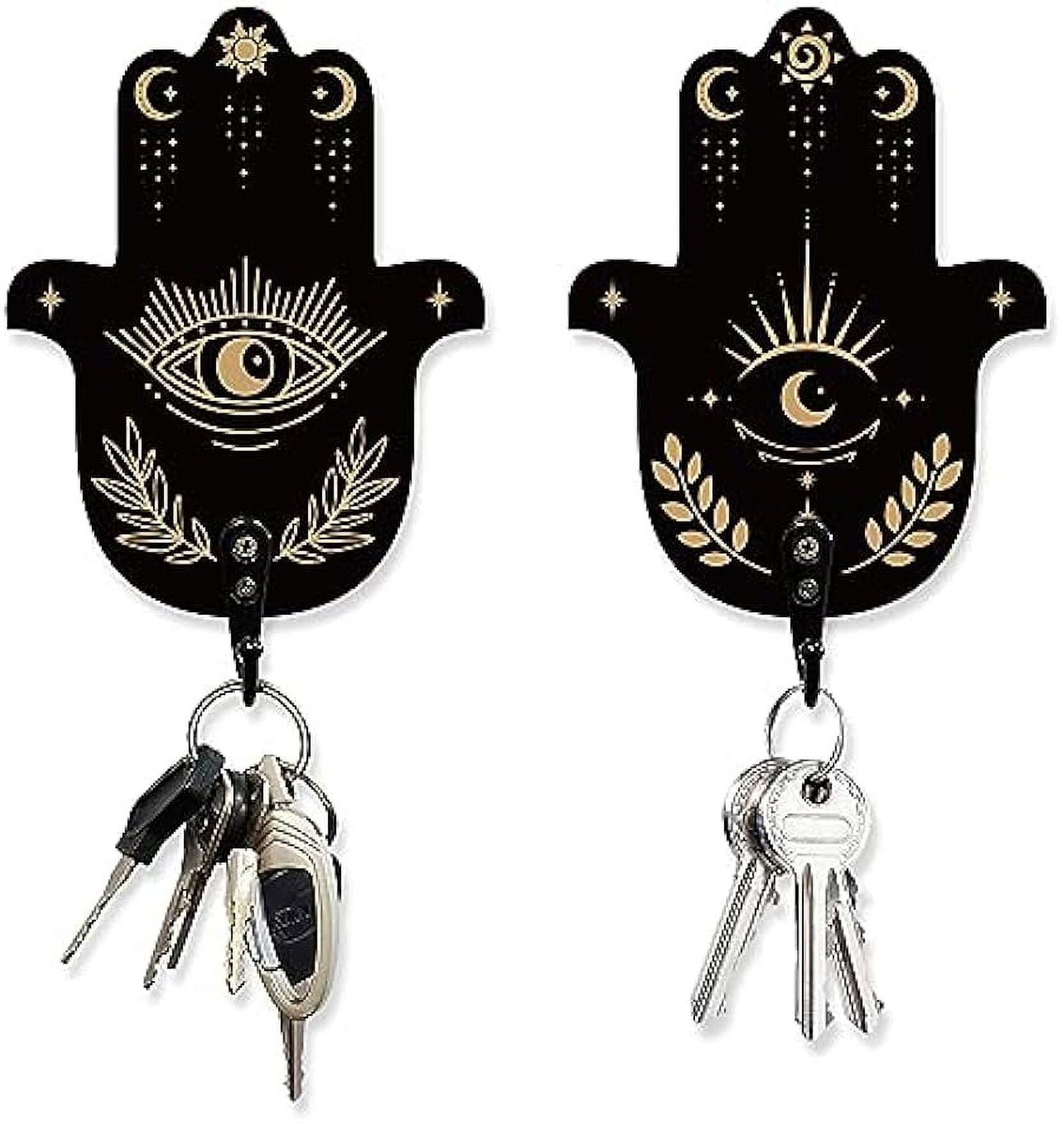 2 Sets Hamsa Hand Key Holder Divination Text Wall Hooks Key Holder for