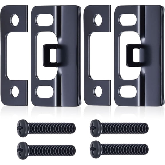 2 Sets Hardware Adjustable Strike Plate, Easy to Install, Extended Lip Strike Plate, Wide Lip Door Latch Striker for Secure Extend Doors, Black