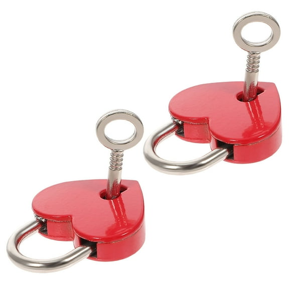 2 Sets Heart Lock Padlock for Luggage Diary Locks Small with Keys Mini Kids Travel Child