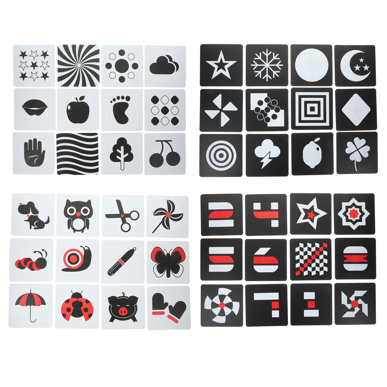 2 Sets High Contrast Baby Flashcards Black White Visual Stimulation Cards Kids Activity Cards