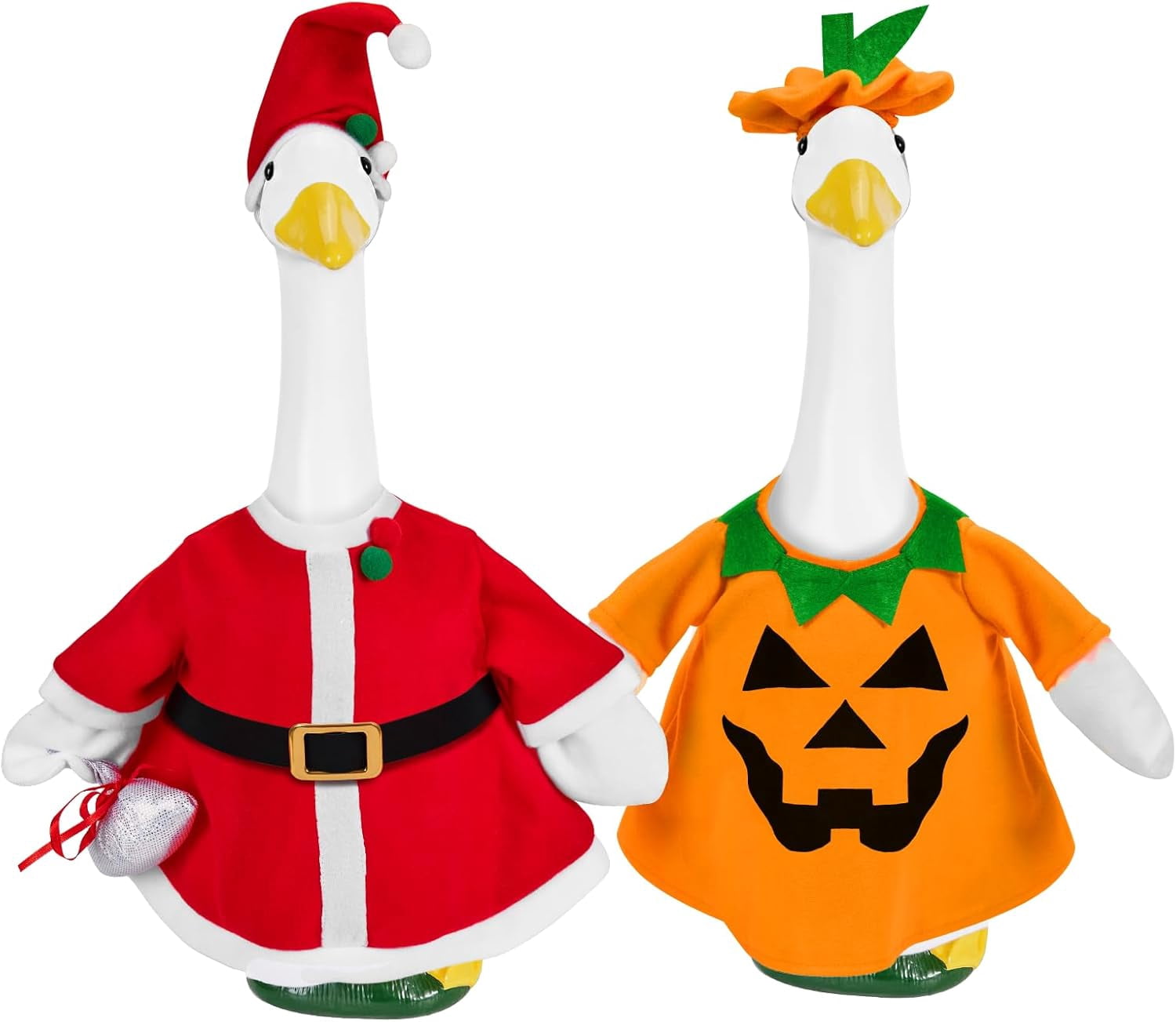2 Sets Holiday Porch Goose Outfits for Thanksgiving and Christmas, 23 ...