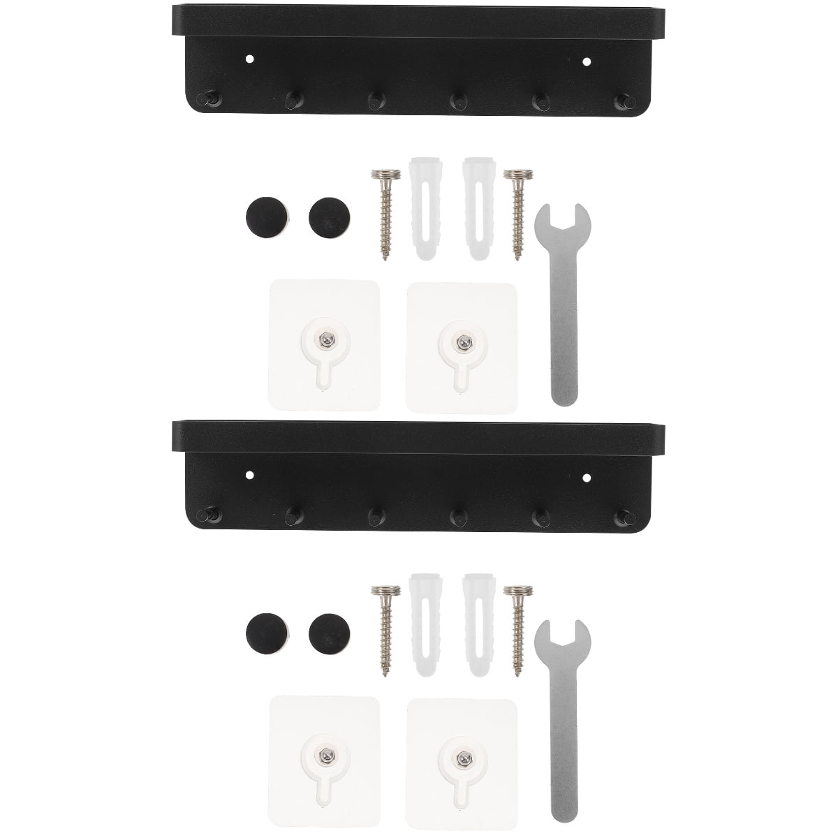 2 Sets Hook Rack Organizer Wall Basket Storage Umbrella Holder Shelving Child Black