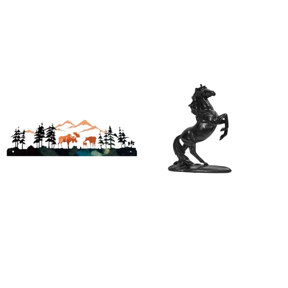 2 Sets Horse Statue Wall Sculpture Figurine Durable Metal Resin Construction for Bedroom Kitchen Office