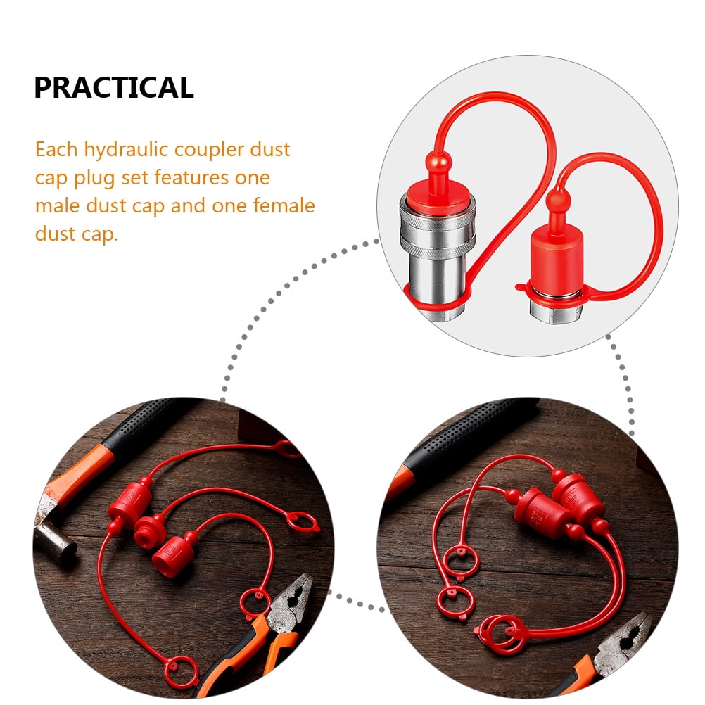 2 Sets Hydraulic Quick Coupler Dust Caps Hydraulic Connector Covers