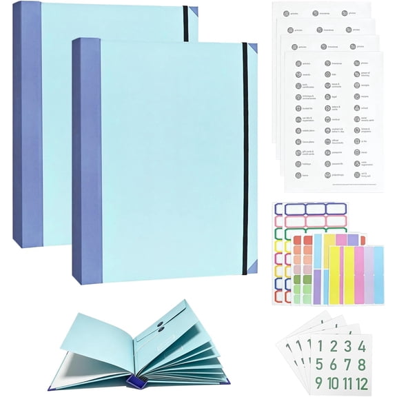 2 Sets Important Document Organizer,Folders for Documents,Bound Expanding File for Important Papers//Birth Blue