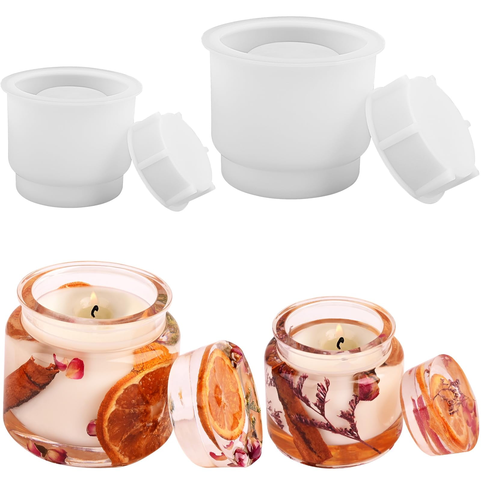 2 Sets Jars Resin Molds with Lid, Epoxy Molds Silicone for Storage Bottle,Candle Holder,Candy Container, Epoxy Casting Craft, Gifts
