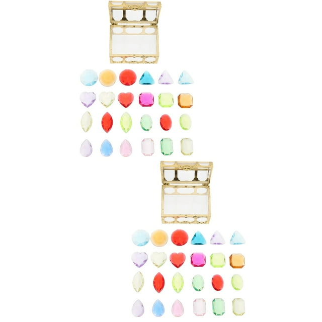 2 Sets Jewel Toy Kids Treasure Chest Kindergarten Ornament Toys Jewelry Boxes Girl Diving