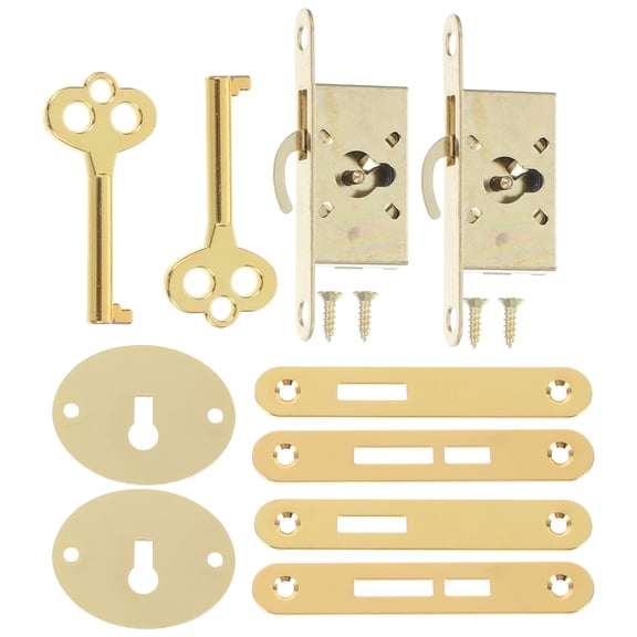 2 Sets Jewelry Boxes Decor Toolchest Small Locks Padlock Latch Antique Keys Wooden Box Hardware Accessories Gift Box Zinc Alloy