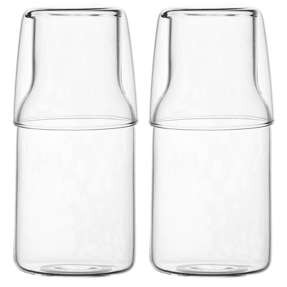2 Sets Juice Dispenser Glass Cold Water Jug Carafe with Cup Coffee