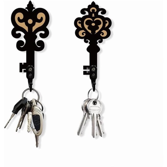 2 Sets Key Pattern Key Holder Wall Mounted Wooden Wall Hooks Key Holder for DIY Wall Key Organizer Decorations Rustic Key Decor Hanger for DIY Room Wooden Hooks for DIY Keys Home Decor with Hook