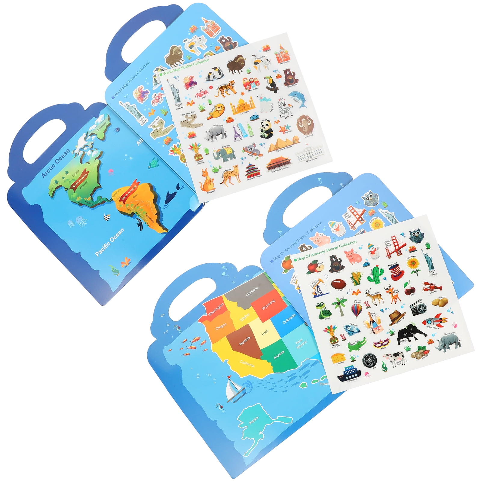 2 Sets Kids Map Stickers Books Party Games Stickers Children DIY