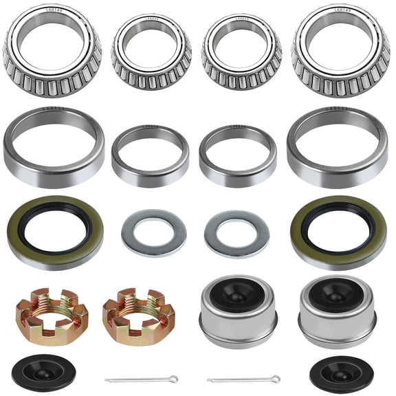 2 Sets L68149 L44649 Trailer Axle Bearings Kit with 171255TB Grease Seals,1.98'' Trailer Dust Caps, Cotter Pins, Axle Nuts & Washers, Fits for 1-3/8'' to 1-1/16'' 3500 Lbs Trailer Axle #84 Spindle