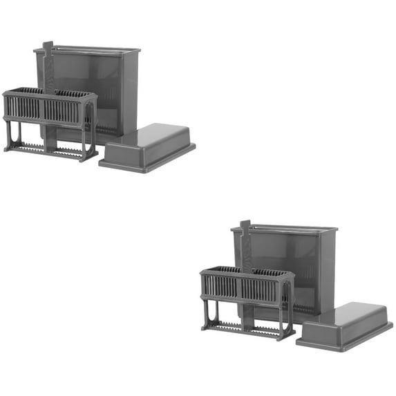 MERRYHAPY Durable Grey Plastic Slides Staining Rack and Jar for Research 2Sets