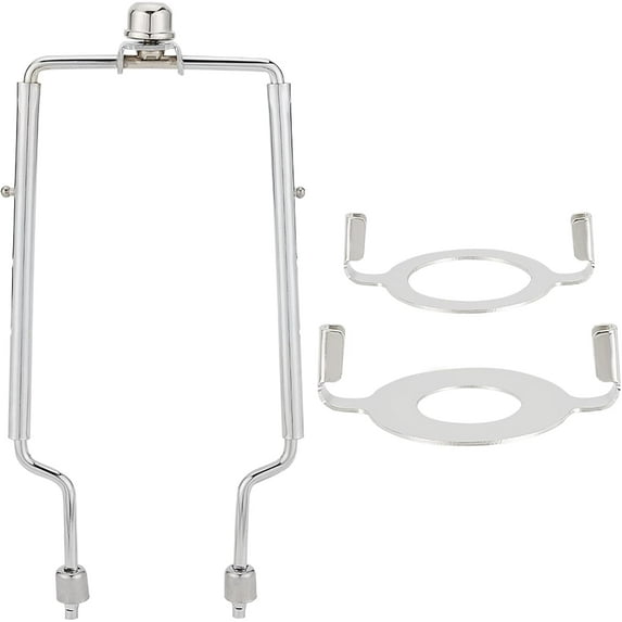 2 Sets Lamp Shade Harp Holder 8/9/10 Inch Adjustable Lamp Harp with 2 Shade Attaching Finial Top Horn Frame Lampshade Bracket Iron