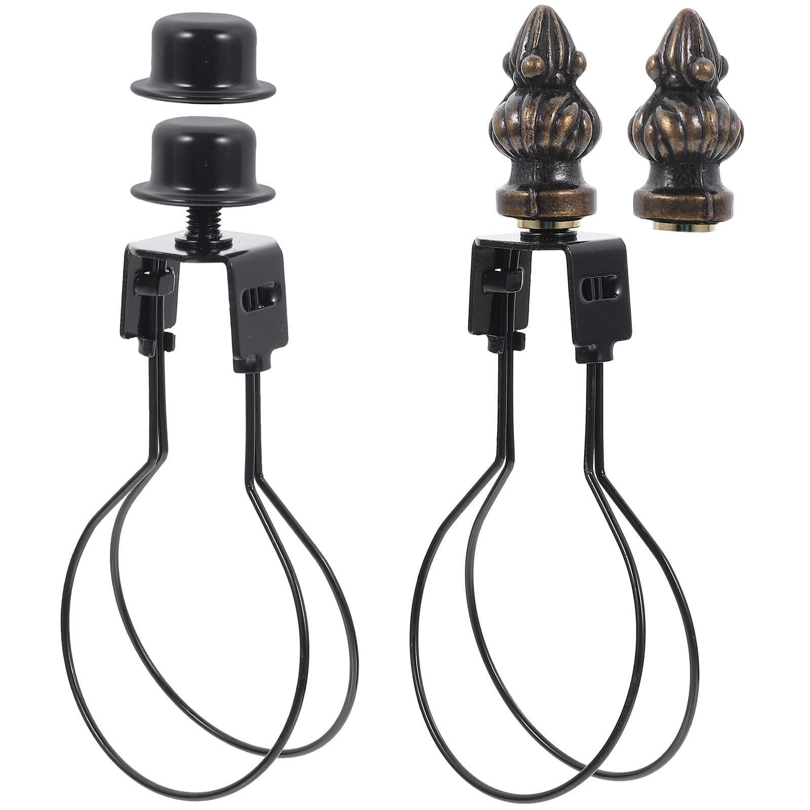 2-Pack Lamp Shade Clip Adapters With Finial – Round Black Fitter For Table/Floor Lamps 3 thumbnail image