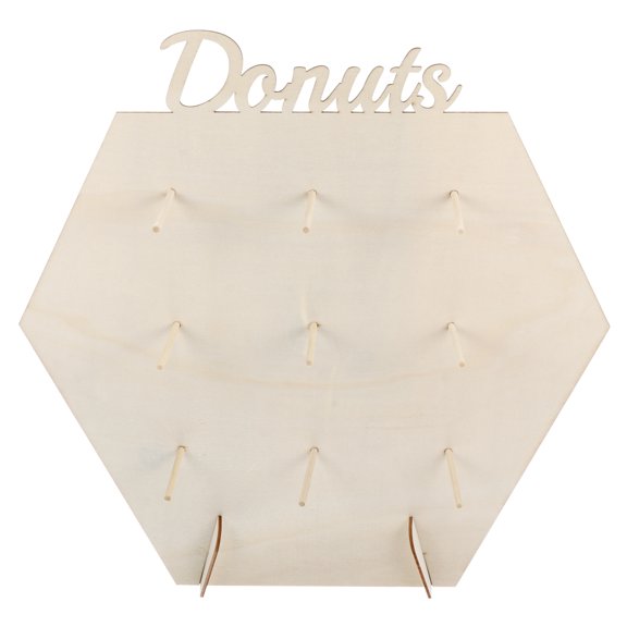 KALLORY Donut Display Stand Wood Color Hexagonal 2 Sets 13.56X13.56X0.12In
