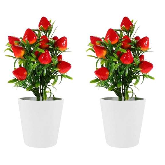 2 Sets Realistic Artificial Strawberries Decorative Fake Fruit for Home Kitchen Display and Craft Projects