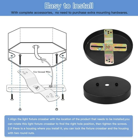 2 Sets Light Fixture Mounting Bracket 4 Inch Crossbar Ceiling Fan