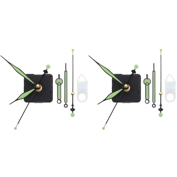 2 Sets Luminous Pointer Movement Mechanism Clock Wall Digital Battery Work Green