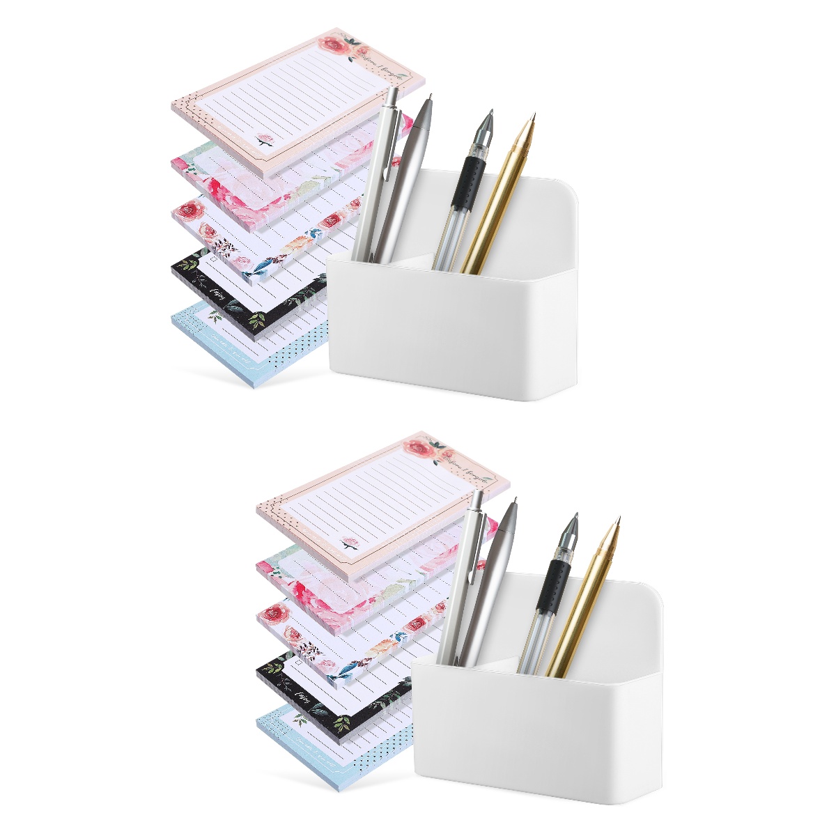 2 Sets Magnetic Notepads And Pen Holder Kit Grocery List Magnet Pads ...