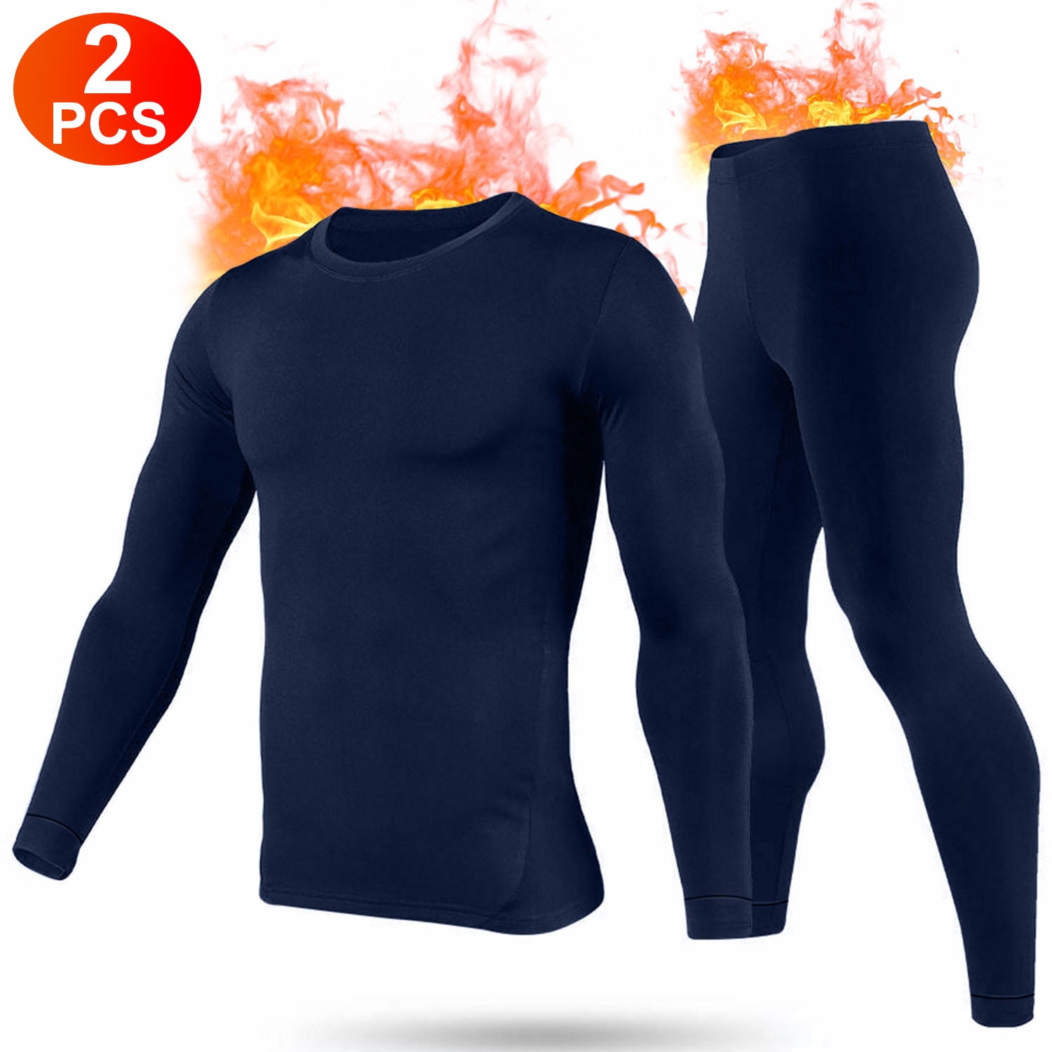 Set Mutande Termiche Uomo Alta Qualit&agrave; &ndash; Maglia A Maniche Lunghe E Pantalone, L, Nero, Cotone E Poliestere, Invernale