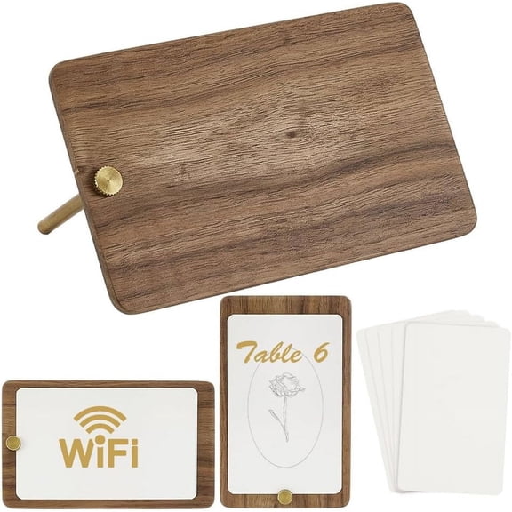 2 Sets Menu holder Wood Tabletop Card Stand with 20 Cards Wood Sign Holder for Wedding Signs Display Picture Stands WIFI Password Place Number Reserved for diy