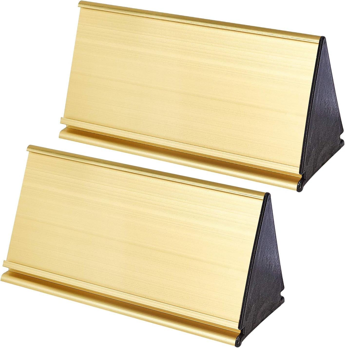 2 Sets Metal Name Plate Holder 8.4x20cm Double Sided Triangle Aluminum ...