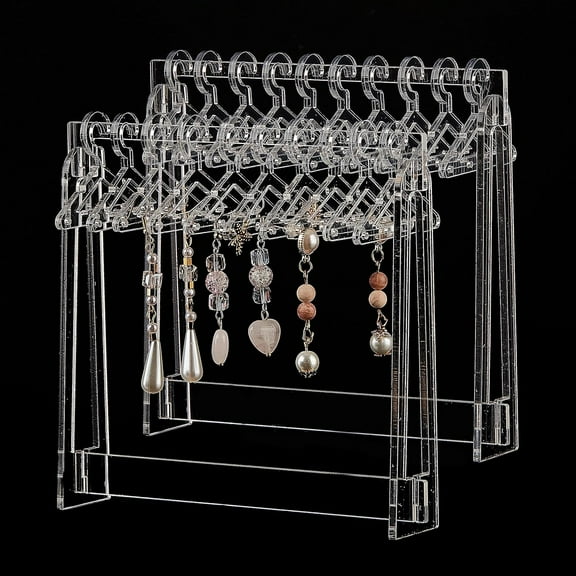 2 Sets Mini Hangers Shape Earrings Display Holder Clear Acrylic Earrings Display Stand Ear Stud Display Rack Jewelry Earrings Organizer