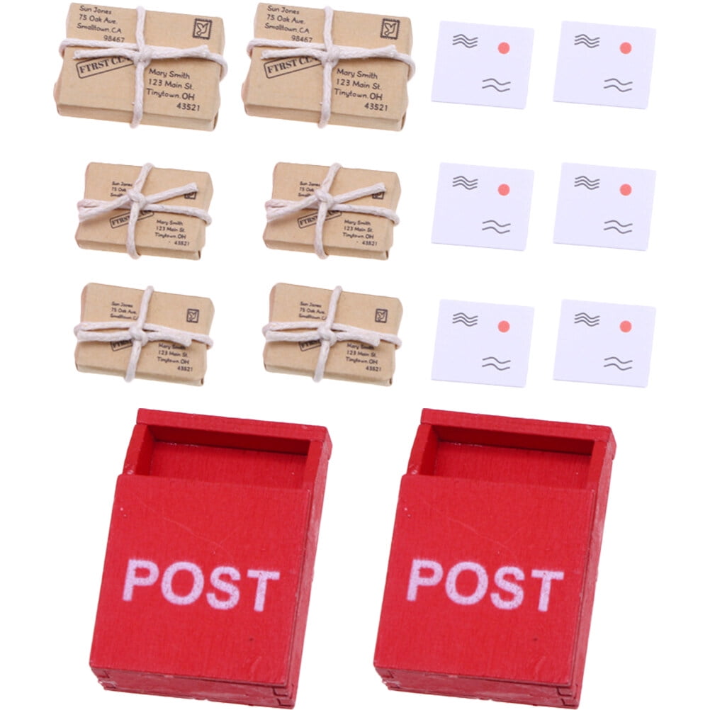 2 Sets of Tiny Mailbox Toy Miniature Parcels Model Statue for Doll ...