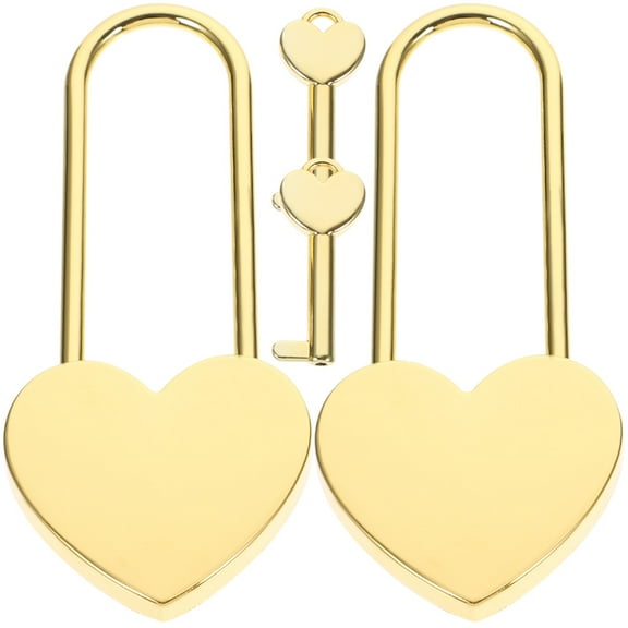 2 Sets Mini Padlock Long Love Lock Key Padlock Lovers 10x4.5cm Golden