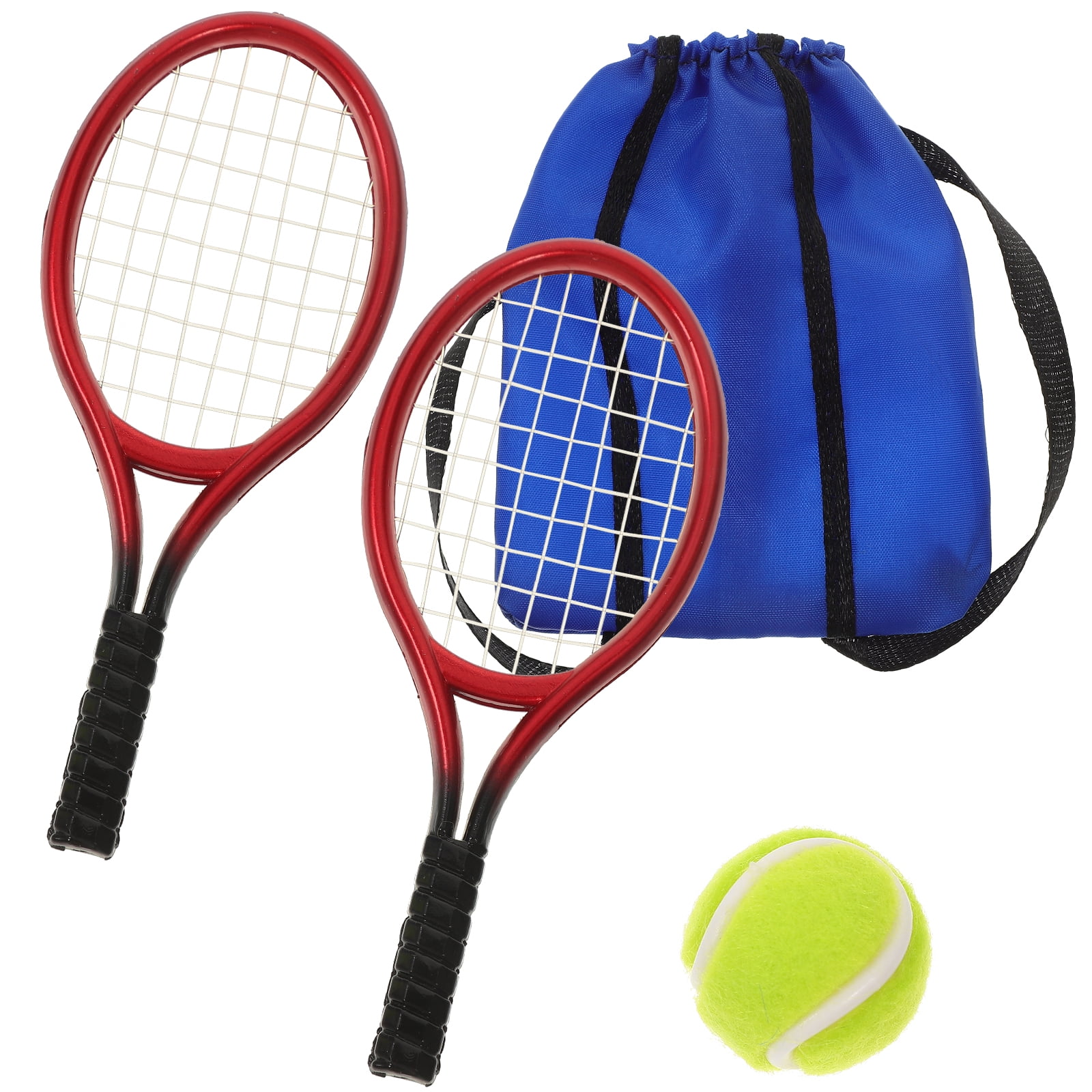 2 Sets Mini Tennis Racket Toy Dollhouse Tennis Racket Set Dolls Tennis Racket Tennis Ball Model