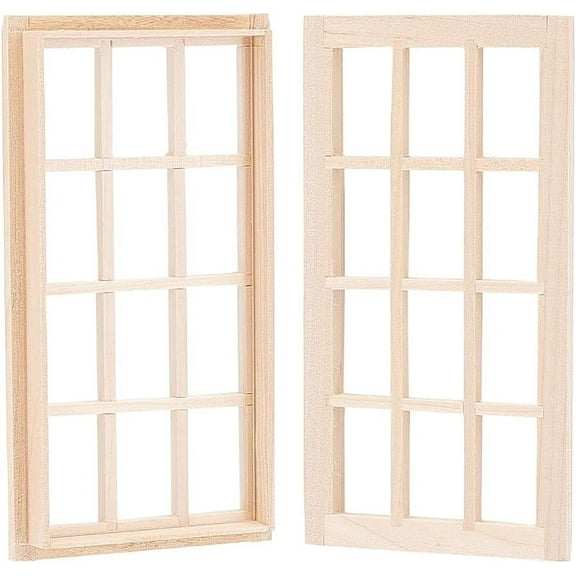 2 Sets Mini Windows for Crafts 5.22.80.5 Miniature Furniture Window 12-Pane Window Frame for DIY Scrapbooking Home Decor Photographic Props Accessories Floral White Floral White